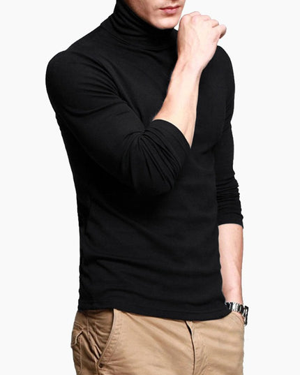 Męska koszulka z długim rękawem o prostym kroju z golfem