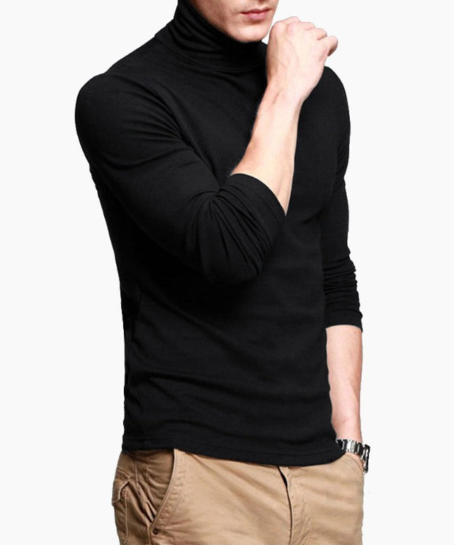 Męska koszulka z długim rękawem o prostym kroju z golfem