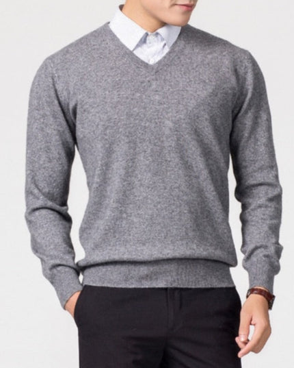 Męski elegancki sweter z dekoltem w serek z miękkiej tkaniny