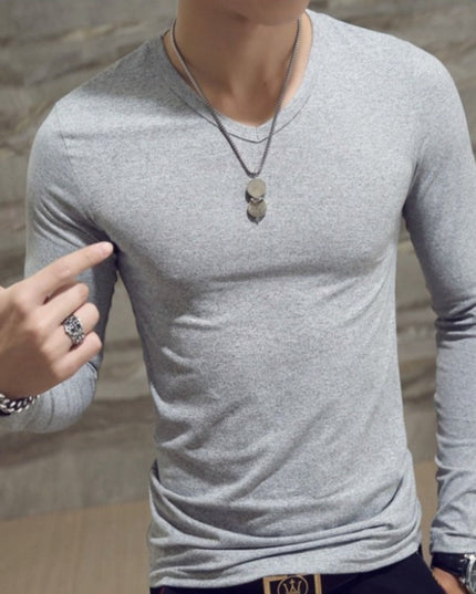 Męska koszulka z długim rękawem dopasowana w serek