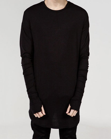 Męska koszulka z długim rękawem melanżowa o kroju oversize