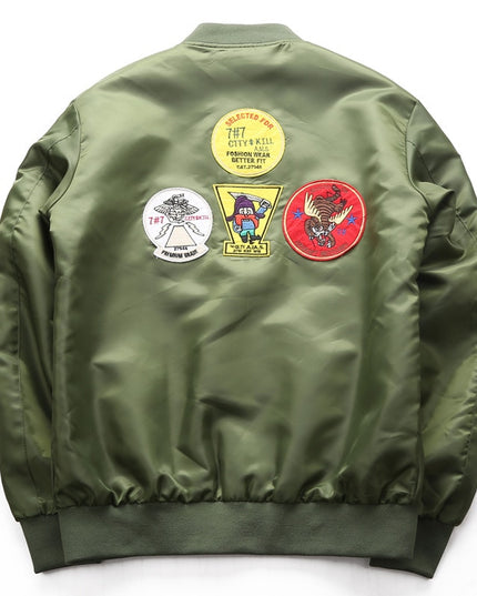 Męska kurtka przejściowa bomberka z naszywkami