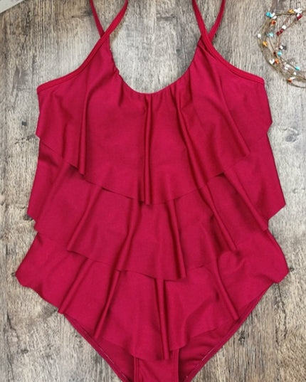 Jednoczęściowy strój kąpielowy plus size z falbankami