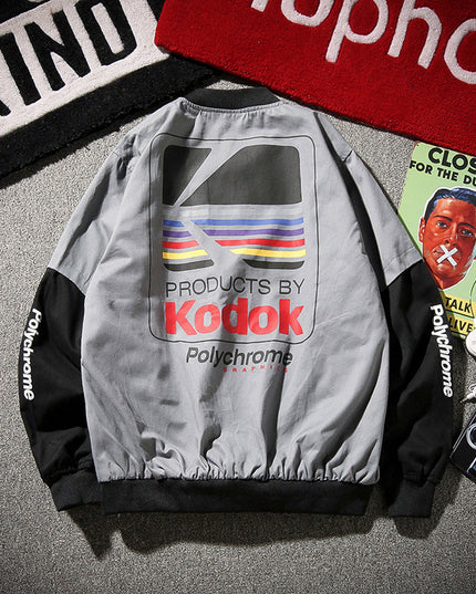 Męska kurtka przejściowa bomberka oversize z nadrukiem