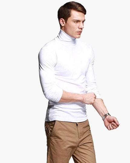 Męska koszulka z długim rękawem o prostym kroju z golfem