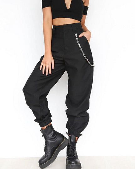 Damskie spodnie cargo z wysokim stanem