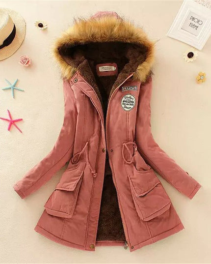 Damska kurtka zimowa z kapturem o kroju parki