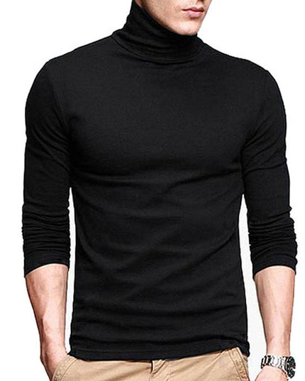 Męska koszulka z długim rękawem o prostym kroju z golfem