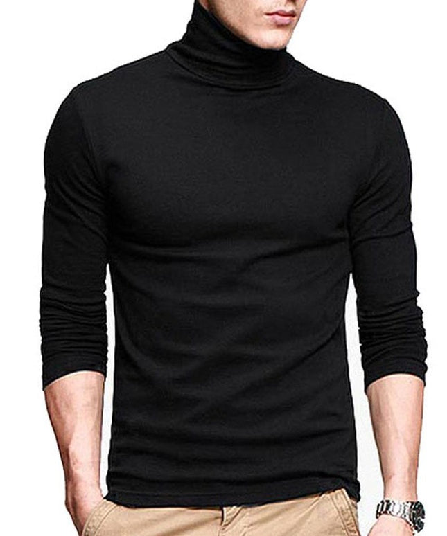 Męska koszulka z długim rękawem o prostym kroju z golfem