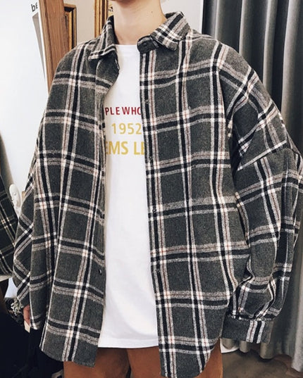 Męska koszula gładka o kroju oversize