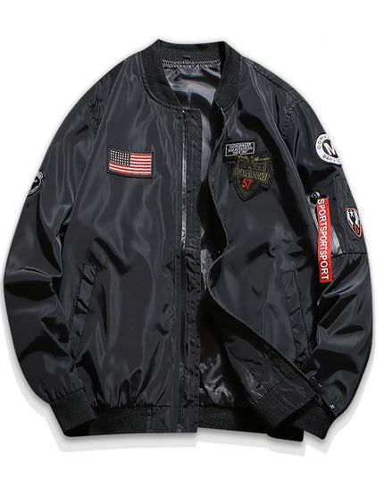 Męska kurtka przejściowa bomberka oversize z naszywkami