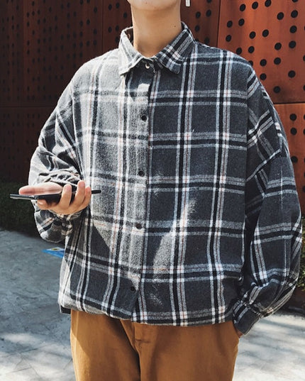 Męska koszula gładka o kroju oversize