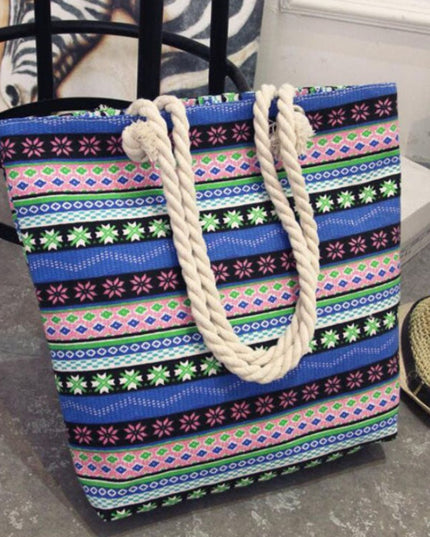 Torba plażowa z plecionymi ramiączkami