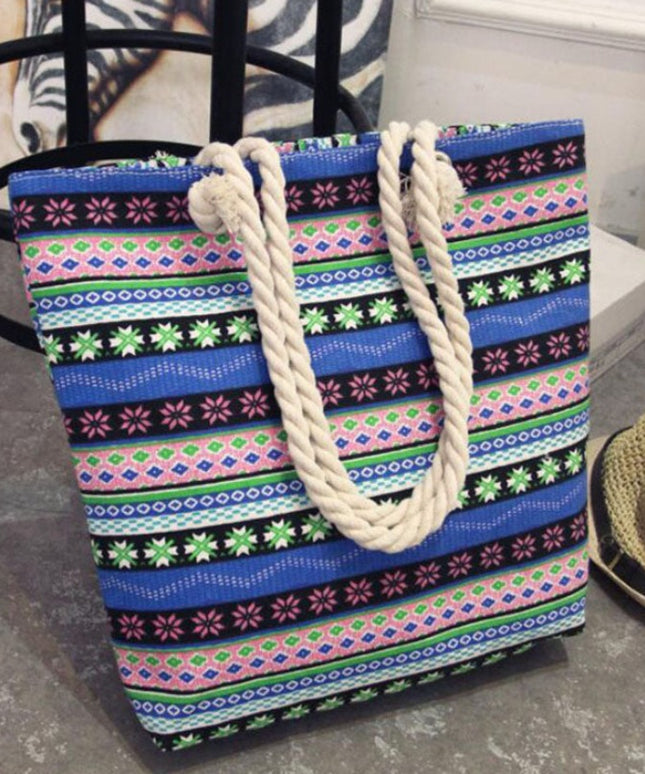 Torba plażowa z plecionymi ramiączkami