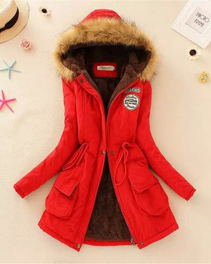 Damska kurtka zimowa z kapturem o kroju parki