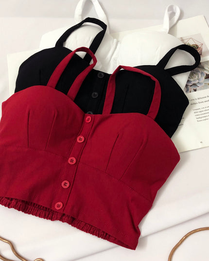 Damski crop top z guziczkami