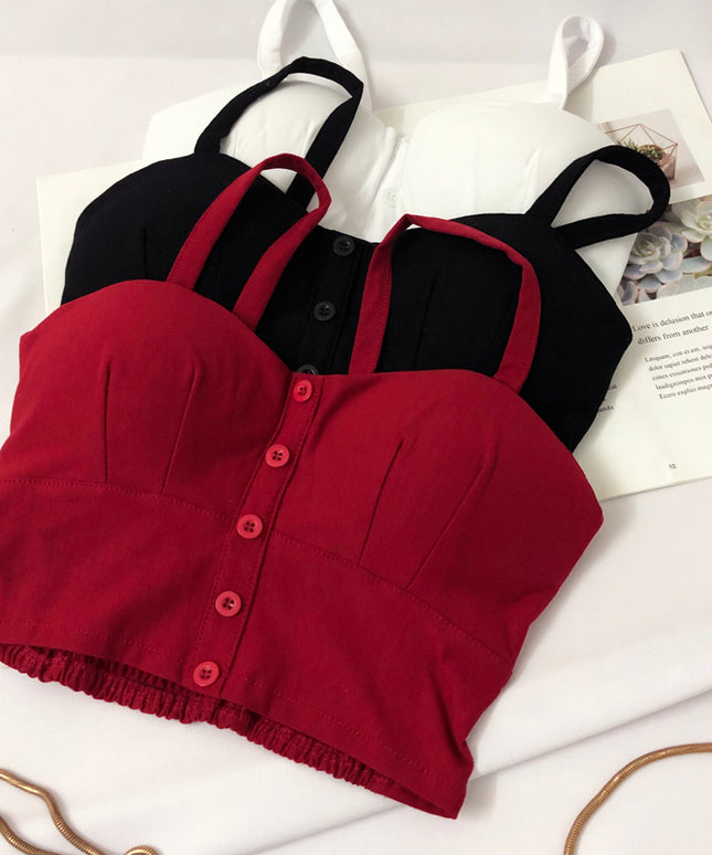 Damski crop top z guziczkami