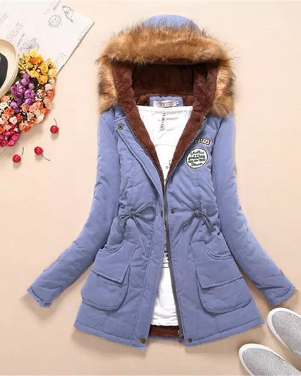 Damska kurtka zimowa z kapturem o kroju parki