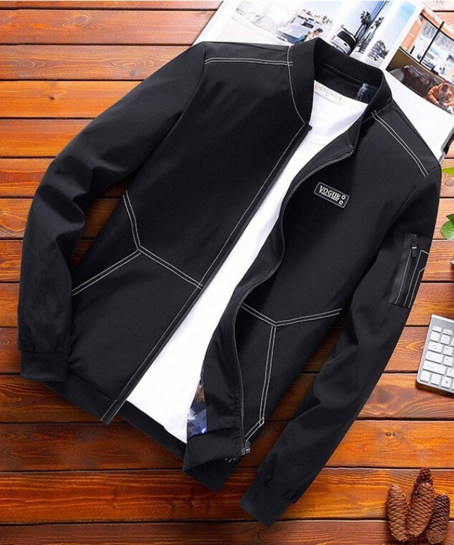 Męska kurtka przejściowa klasyczna z przeszyciami