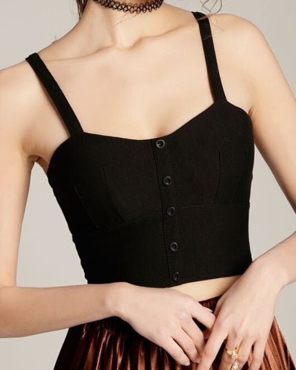 Damski crop top z guziczkami