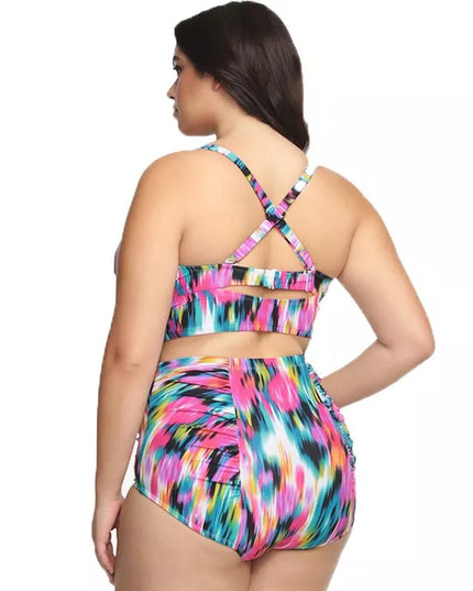 Dwuczęściowy strój kąpielowy plus size z rozcięciem na plecach