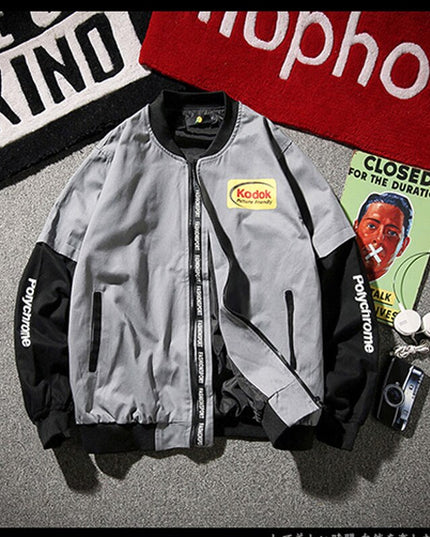 Męska kurtka przejściowa bomberka oversize z nadrukiem