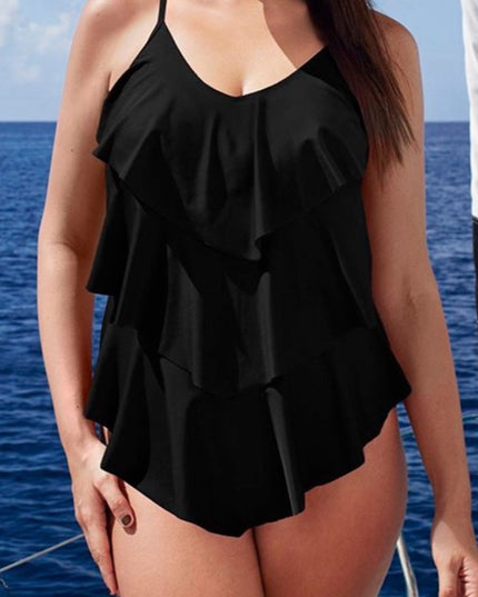 Jednoczęściowy strój kąpielowy plus size z falbankami