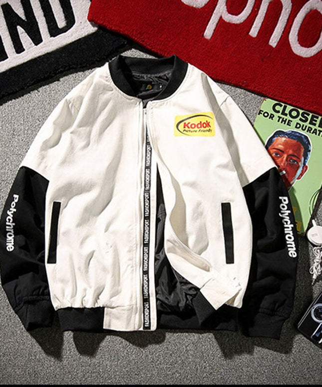 Męska kurtka przejściowa bomberka oversize z nadrukiem