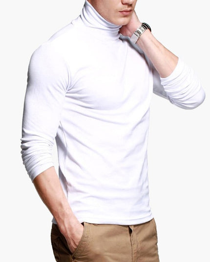 Męska koszulka z długim rękawem o prostym kroju z golfem