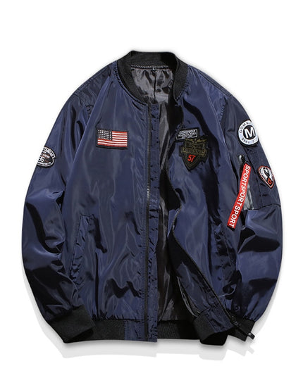 Męska kurtka przejściowa bomberka oversize z naszywkami