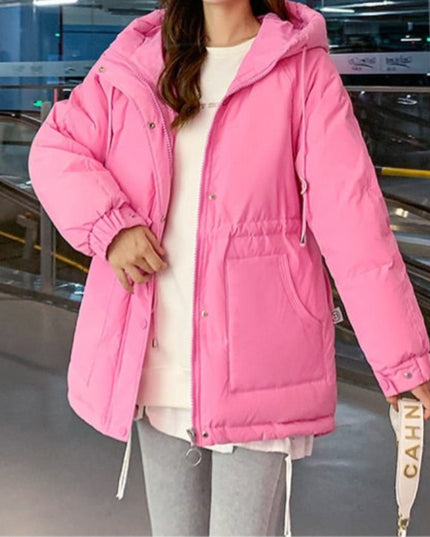 Damska kurtka zimowa taliowana z kapturem