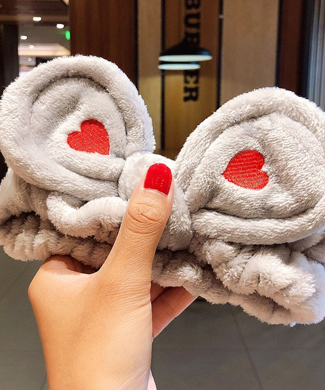 Opaska do włosów z kokardą z sercami