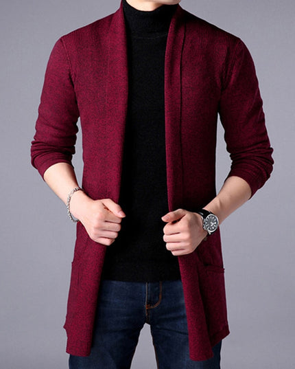 Męski sweter typu kardigan z kieszeniami