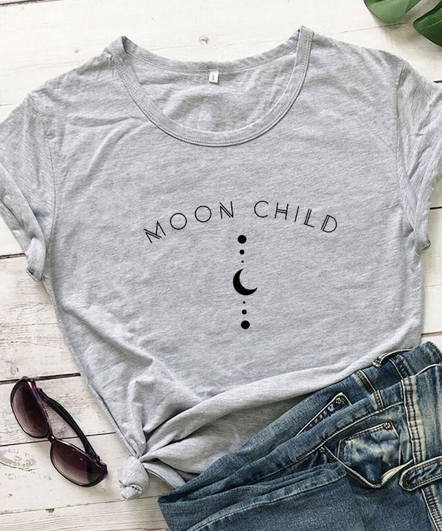 Damski T-shirt z napisem MOON CHILD
