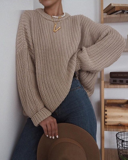 Damski sweter dziergany o kroju oversize