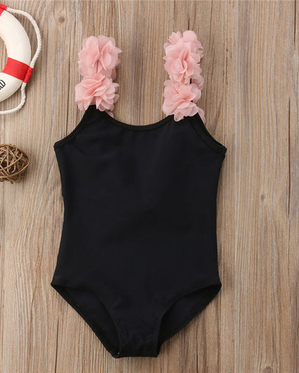 Jednoczęściowy strój kąpielowy dla niemowląt z kwiatuszkami na ramiączkach