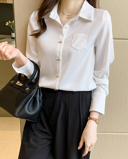 Damska koszula klasyczna z poziomymi guzikami