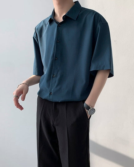 Męska koszula letnia oversize z gładkiego materiału