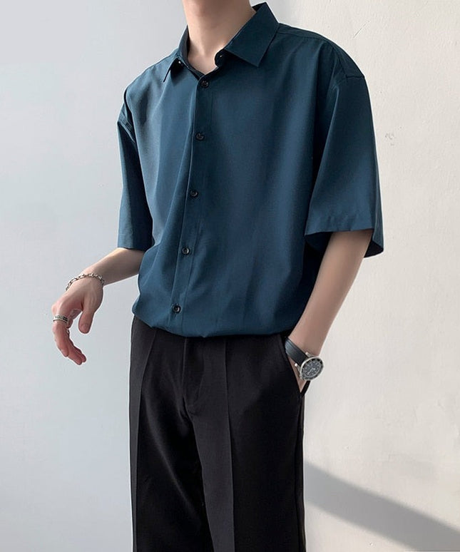 Męska koszula letnia oversize z gładkiego materiału