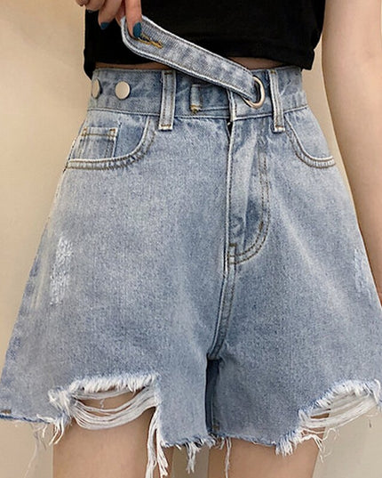 Damskie szorty jeans z postrzępionymi nogawkami