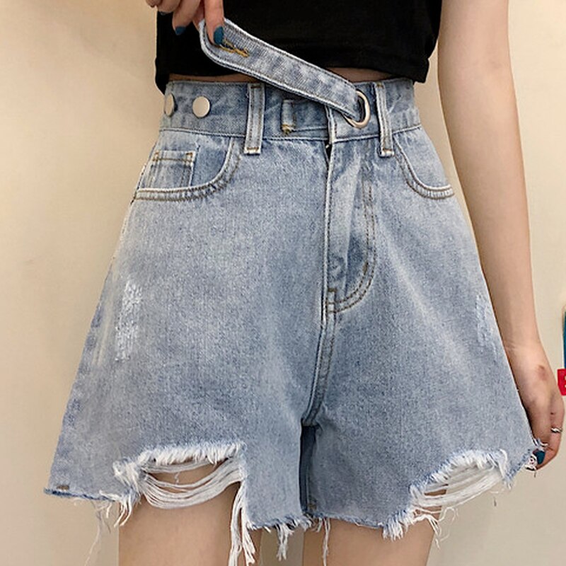 Damskie szorty jeans z postrzępionymi nogawkami
