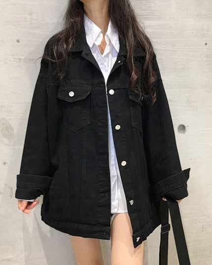 Damska kurtka jeansowa długa o luźnym kroju