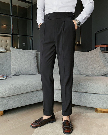 Męskie spodnie eleganckie z taliowanym pasem