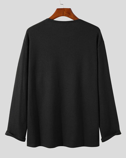 Męska koszulka z długim rękawem teksturowana o luźnym kroju