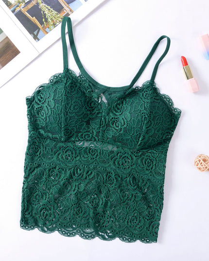 Damski crop top koronkowy na ramiączkach