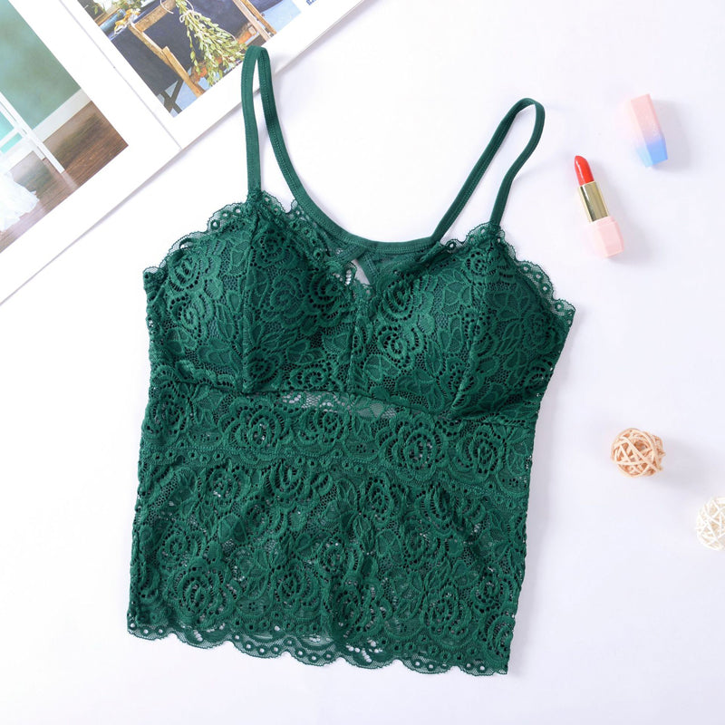 Damski crop top koronkowy na ramiączkach