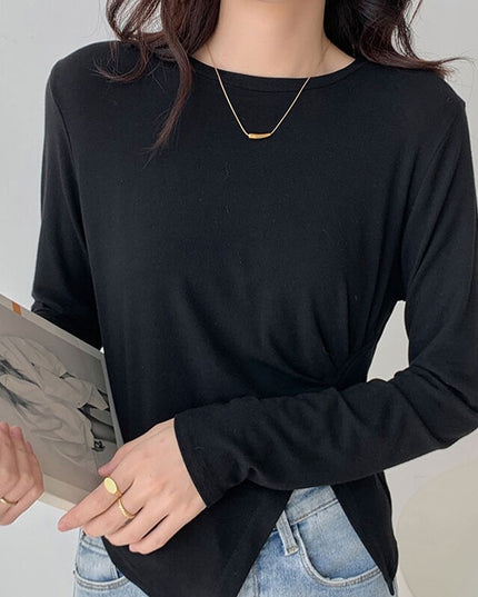 Damska koszulka z długim rękawem z rozcięciem