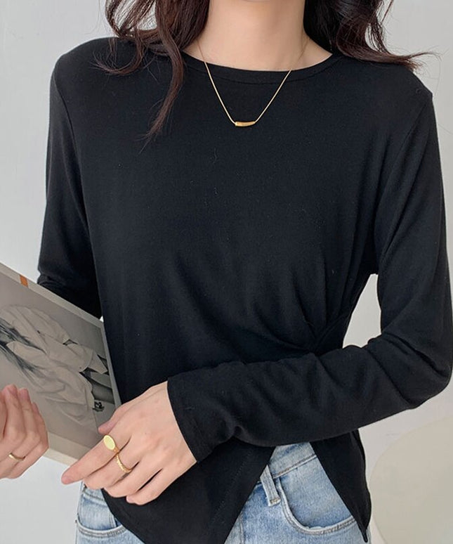 Damska koszulka z długim rękawem z rozcięciem
