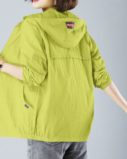 Damska kurtka przejściowa przeciwdeszczowa cienka z kapturem