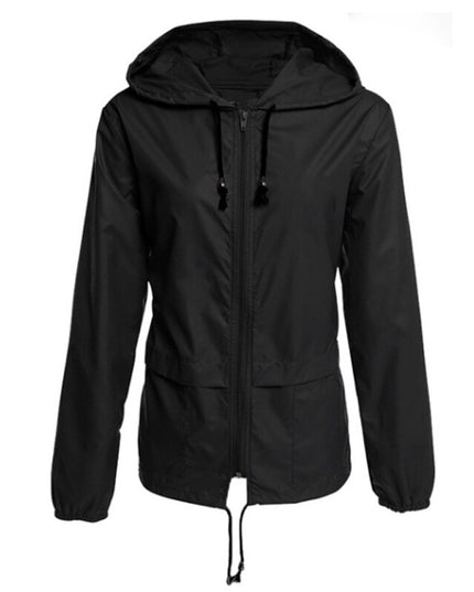 Damska kurtka przejściowa przeciwdeszczowa z kapturem